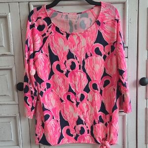 Lilly Pulitzer Pink and Navy Flamingo Top